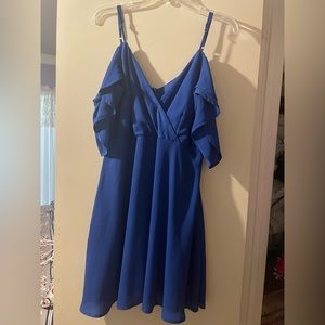 Blue off the shoulder dress with straps